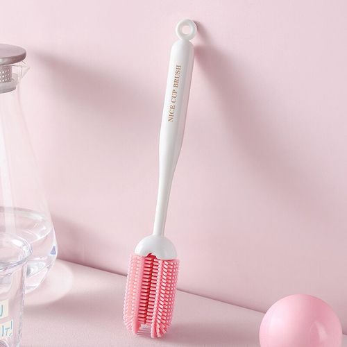 Brosse À Biberon À Long Manche Étendu,Multi-Usages,Nettoyage En Profondeur,Brosse À Tête Ronde Pour La Maison,Outils De Nettoyage De Biberons En Verre Pour Bébé,1 Pièce - Type Pink