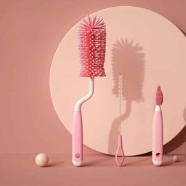 Brosse À Sucette En Silicone 3 En 1 Pour Bébé,Rotation À 360 Degrés,Bouteille Conteneur Paille Propre,Ensemble Couleur Bonbon - Type C70-Pink 3pcs1