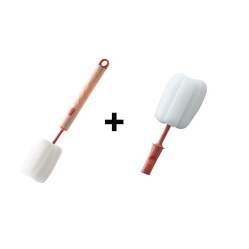 Éponge Amovible Biberon Tasse Brosse Longue Poignée Bouteille De Verre Lavage Nettoyage Brosses Nettoyant Goupillon Escova De Garrafa - Type 2 Pcs Pink