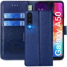 Coque Pour Samsung Galaxy A50, Étuis À Rabat Samsung Galaxy A50,Premium Pu Etui Housse En Cuir Portefeuille De Protection Magnétique Pour Samsung Galaxy A50,Bleu
