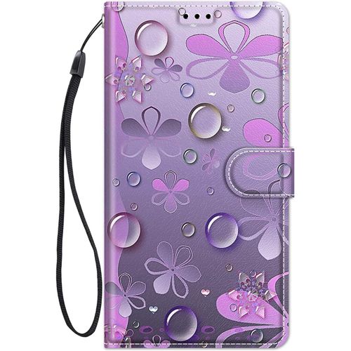 Coque Pour Samsung Galaxy A54 5g Housse Cuir Avec Protection Etui Portefeuille Antichoc Magnétique Étui À Rabat Et Folio Support Élégant Motif Pour Filles Femmes Pour Galaxy A54 5g - Violet