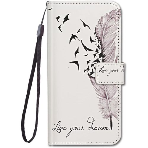 Coque Portefeuille Pour Samsung Galaxy A15 4g / 5g Étui À Rabat Motif, Silicone Flip Case Antichoc Cuir Housse Avec 360 Degrés Protection Cover - Plume Violette
