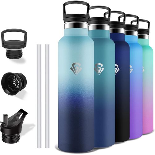 Gourde- 1l- Bouteille Isotherme, Anti Fuite, Gourde Paille Adulte, Double Isolation, Gourde Inox, Acier Inoxydable 18/8, Gourde Sans Bpa, Bouteille D'eau Pour Randonnée, Camping, Aptitude, Yoga