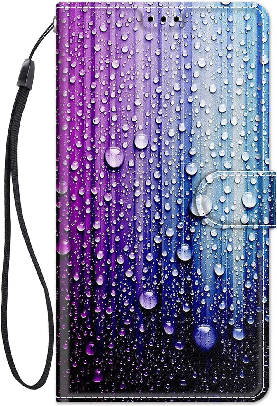 Coque Pour Samsung Galaxy A53 5g Housse Cuir Avec Silicone Etui Portefeuille Antichoc Étui À Rabat Et Folio Support Stand Fonction Élégant Motif Pour Filles Femmes Garçons - Mauve Gouttes