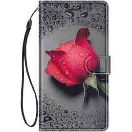 Coque Pour Samsung Galaxy A53 5g Housse Cuir Avec Silicone Etui Portefeuille Antichoc Étui À Rabat Et Folio Support Stand Fonction Élégant Motif Pour Filles Femmes Garçons - Rose Rouge