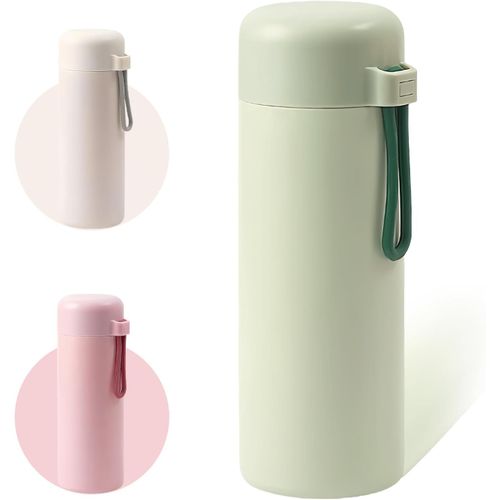 Flintronic Bouteille Isotherme, 420ml Gourde Isotherme En Acier Inoxydable, Bouteille D'eau Acier Inoxydable À Double Paroi, Etanche, , Sans Bpa, Pour Running, École, Bureau (Vert)