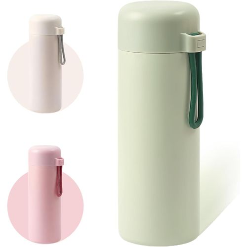 Flintronic Bouteille Isotherme, 420ml Gourde Isotherme En Acier Inoxydable, Bouteille D'eau Acier Inoxydable À Double Paroi, Etanche, , Sans Bpa, Pour Running, École, Bureau (Vert)