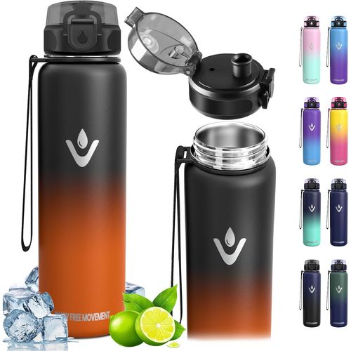 Bouteille Acier Inoxydable - Thermos 0.5l, 24h Froid & 12h Chaud, Gourdes Sans Bpa, Gourde Enfant & Adulte Pour Sport, École, Bureau, Gym, Voyage, Noir/Rouge