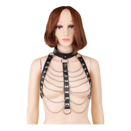 Chaînes De Corps En Cuir Noir, Capes Ras-Du-Cou Punk