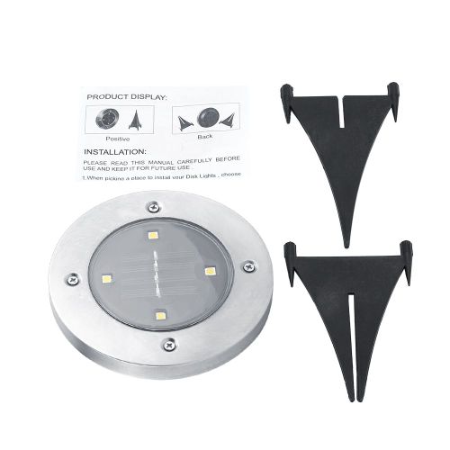 Hjlian Lot De 2 Lampes Solaires D'exterieur Etanches A 4 Led Pour Allee, Jardin, Pelouse, Paysage (Blanc Froid)