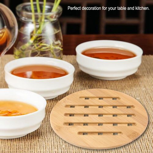 Hjlian Set De Table Rond En Bambou Resistant A La Chaleur Pour Tasses, Casseroles, Plats, Napperons, Taille L