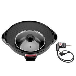 HJLIAN Poele electrique 2 en 1 1350 W, marmite, barbecue, friture, cuisson, gril, cuisine, prise AU 220 V
