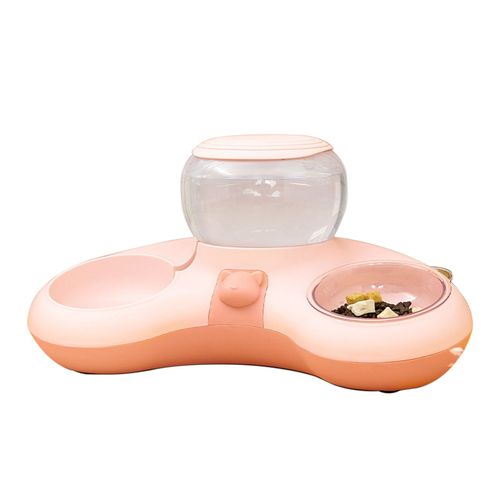 Hjlian (Rose) Gamelle Pour Chat, Nourriture Pour Chat, Eau Potable Automatique, Anti-Renversement, Alimentation Pour Animaux De Compagnie, Double Gamelle, Taille De L'emballage 35*33*14,5 Cm