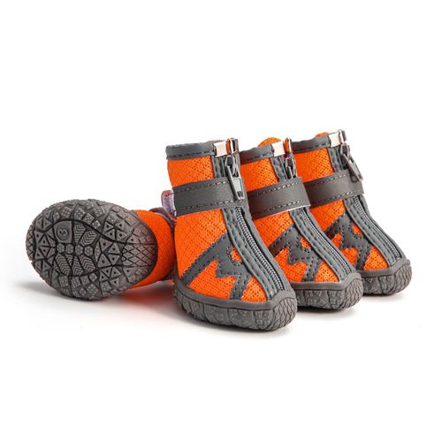 HJLIAN Lot de 4 bottes quatre saisons antiderapantes en tissu respirant avec lacets en maille et autocollants reflechissants Orange 4#
