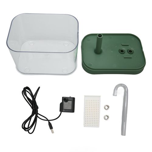 Hjlian Fontaine A Eau Pour Chat, Automatique, Silencieuse, Alimentee Par Usb, Transparente, Avec Tube Coude, Couvercle Vert De 1,5 L