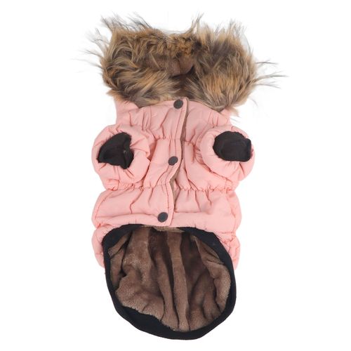 Hjlian Manteau D'hiver Pour Chien, Chaud, Doux Et Agreable Pour La Peau, A Capuche, Mignon, Pour Chiot, Pour Les Promenades Quotidiennes, Rose, Taille L