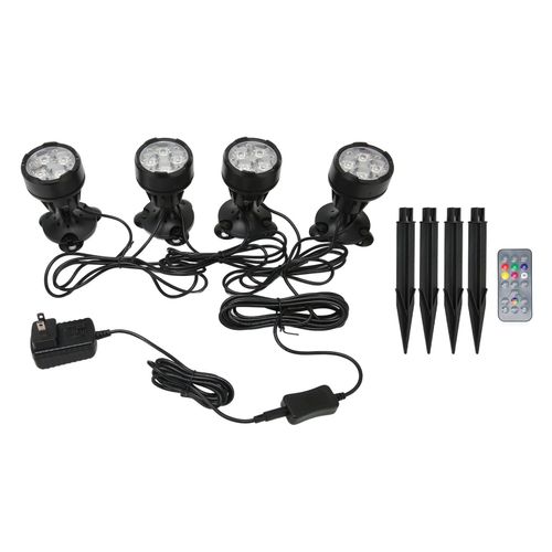 Hjlian Projecteurs D'exterieur A Changement De Couleur 12 W, Reglables, 16 Led, Etanches Ip68, Eclairage De Paysage, Prise Us 100-240 V