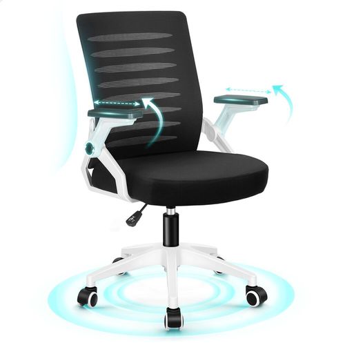 Alfordson Fauteuil De Bureau, Mousse Épaisse Confort, Design Courbe S, Accoudoirs Réglables Horizontaux Et Relevables, Base Compacte, Roulettes 360°, Pour Travail Et Jeu