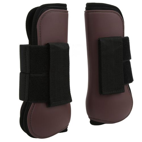 Hjlian 1 Paire De Guetres De Soutien Pour Chevaux, Coque En Pu, Protege-Jambes En Neoprene Pour Le Saut, La Chasse, Pattes Avant Marron, Taille L