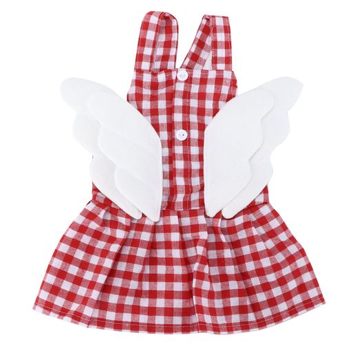 Hjlian Jupe Pour Chiot, Jolie Robe Rouge A Motif D'ailes, Chemise Avec Petites Ailes Pour Petits Chiens, Motif Canard Cole, Poussin, Grille Rouge, Taille Xxl