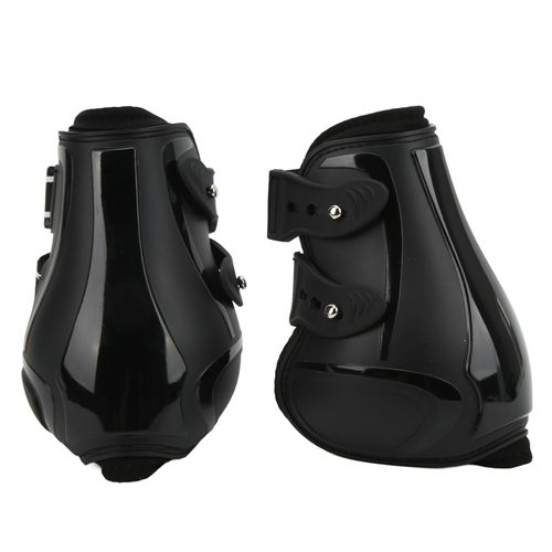Hjlian Ensemble De Guetres De Protection Pour Tendons De Cheval, Souples, Antiderapantes, Reglables, Coque En Pu, Protege-Tendons Pour Chevaux, Pattes Arriere Noires, Taille M