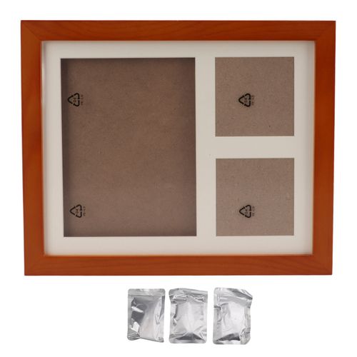 HJLIAN Cadre photo empreinte de patte a faire soi-meme, en bois naturel, moule en argile pour animaux de compagnie, cadre photo commemoratif pour chiens et chats, cadre en argile blanche pour cafe