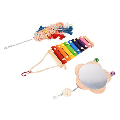Hjlian Lot De 3 Jouets Pour Poules, Xylophone, Miroir, Brosse, Mordant, Pour Coq, Poule, Perroquet