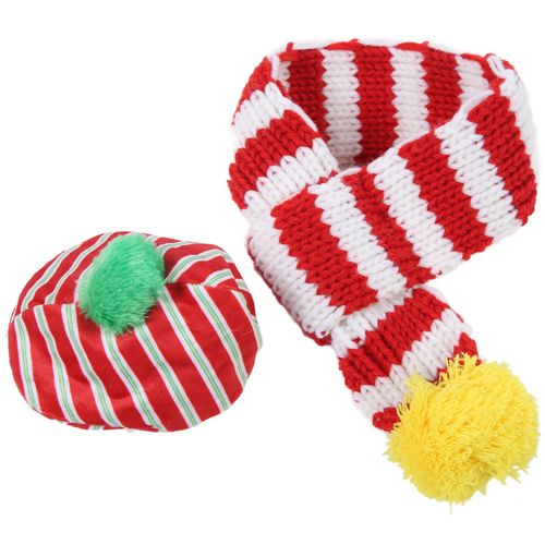 Hjlian Ensemble Bonnet Et Echarpe Pour Chien, Adorable Bonnet Tricote De Noel Pour Animal De Compagnie, Chat, Chien, Petit, Moyen, Grand (Blanc, Rouge, M)