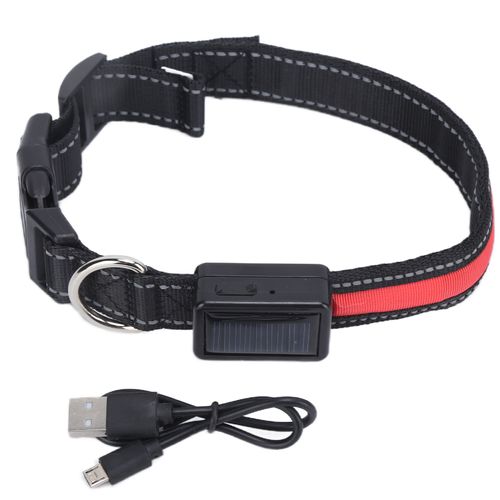 Hjlian Collier Led Pour Chien, Rechargeable Par Usb, Lumineux Et Reglable, A Energie Solaire, Pour Chiens De Grande, Moyenne Et Petite Taille