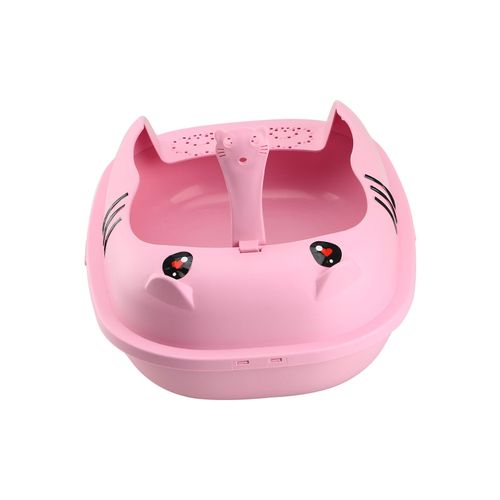 Hjlian (Ajoutez Des Autocollants Aux Notes De Commande) Bac A Litiere Pour Chat Entierement Semi-Ferme En Plastique, Bac A Litiere Pour Chat Anti-Eclaboussures Avec Pelle A Litiere Pour Chat (Petit Rose 39*30*14cm)