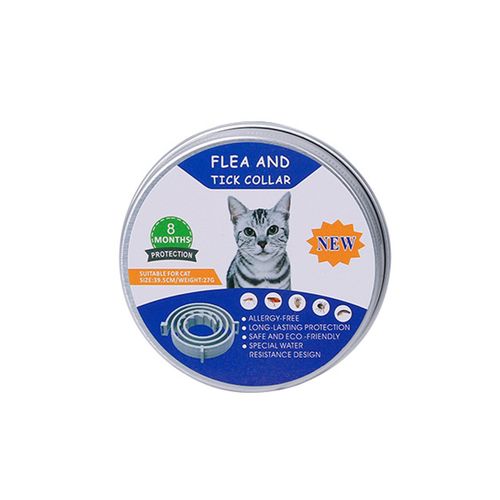 Hjlian Collier Anti-Insectes Pour Chat, Reglable, Anti-Moustiques, Anti-Puces, Boite En Aluminium, Gris
