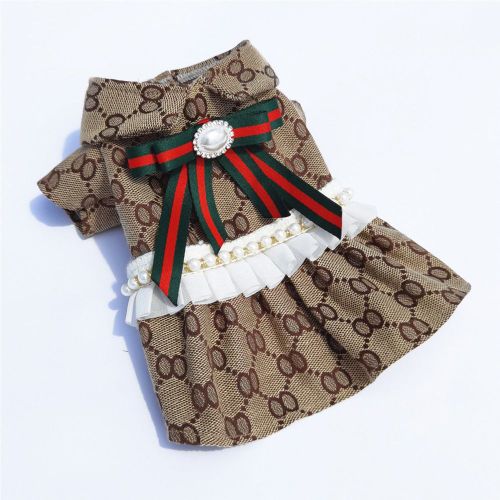 Hjlian Marron (Jupe + Chemise) Taille S Vetements Pour Animaux De Compagnie De Style Chanel Teddy Bichon Bullfighting Cat Jupe Chemise Fournitures Pour Animaux De Compagnie