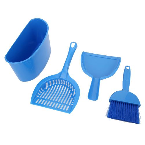 Hjlian Lot De 4 Pelles A Litiere En Plastique Pour Chat, Pelle A Poussiere, Balai, Seau, Kit De Nettoyage Des Toilettes Pour Animaux De Compagnie Et Chats