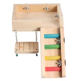 Hjlian Jouet Pour Hamster Et Perroquet, Echelle Pivotante En Bois Indigene, Ensemble De 3 Pieces, Accessoire Pour Petit Animal De Compagnie