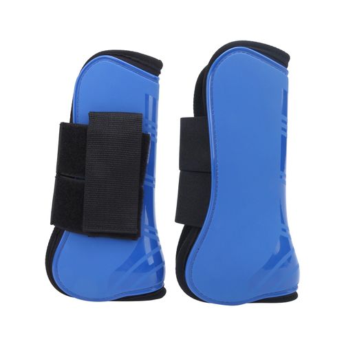 Hjlian Guetres De Protection Pour Tendons De Cheval, Coque Epaisse En Pu, Protection Des Jambes Pour Competition De Saut D'obstacles, Bleu, Xl, Devant