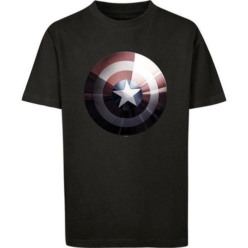 F4nt4stic T-Shirt 'marvel Captain America Shield Shiny'  Bleu Foncé / Marron / Noir / Blanc