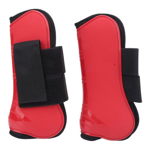 Hjlian Guetres De Protection Pour Tendons De Cheval, Protege-Boulets D'equitation, Coque En Pu, Protege-Tendons De Cheval, Rouge, Avant, Taille M