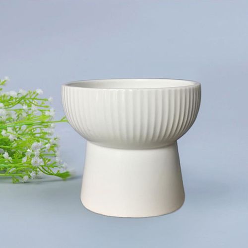 Hjlian Gamelle En Ceramique Pour Chat, Protege Les Vertebres Cervicales, Style Japonais, Pattes Hautes (Blanc)