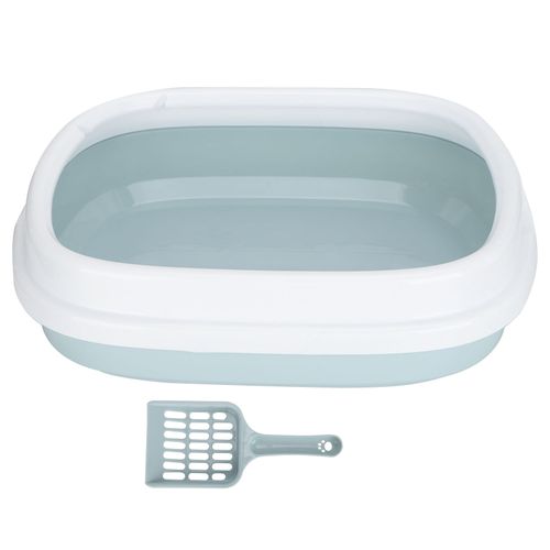 Hjlian Bac A Litiere Semi-Ferme En Plastique Pour Chat, Toilettes Portables Pour Chatons, Accessoires Pour Animaux De Compagnie Avec Pelle, Bleu