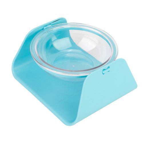 Hjlian Gamelle Inclinable Transparente Reglable En Plastique Pour Animaux De Compagnie Avec Support Sureleve Pour Chat (Bleu)