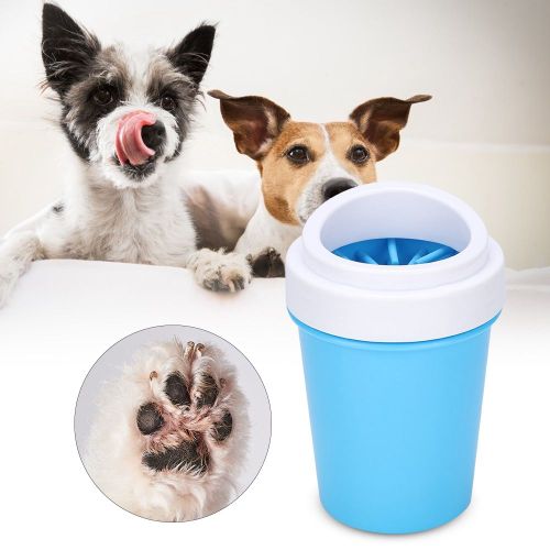 Hjlian Brosse De Nettoyage Portable Pour Animaux De Compagnie, Pour L'exterieur, Pour Les Pattes Des Chiots Et Des Chiens (Bleu, Taille M)