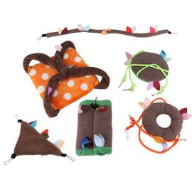 Hjlian Lot De 6 Nids Suspendus En Flanelle Pour Perroquet, En Coton, Avec Chaine, Balancoire, Tunnel, Hamac, Lit De Couchage, Jouet Pour Petits Animaux