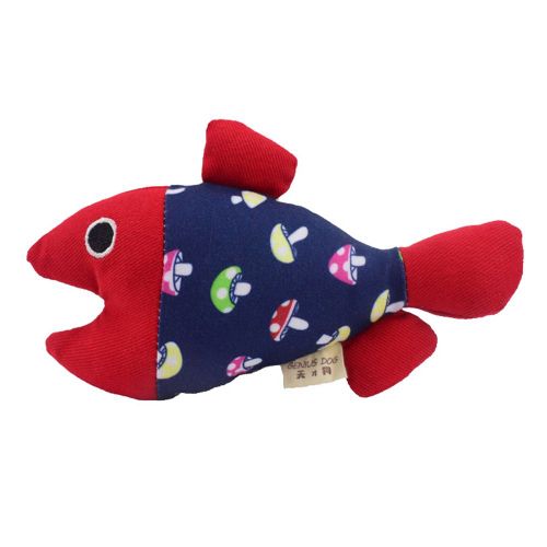 Hjlian Jouet Interactif En Forme De Poisson Pour Chat, Herbe A Chat, Tissu En Coton, Menthe, Son, Pour Animaux De Compagnie (Poisson Rouge)