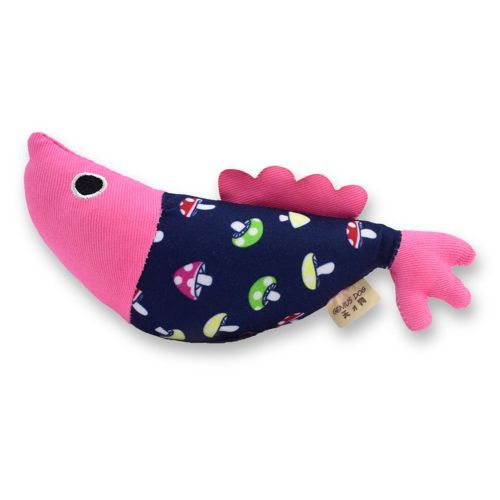 Hjlian Jouet Interactif En Forme De Poisson Pour Chat, Herbe A Chat, Tissu En Coton, Menthe, Son, Pour Animaux De Compagnie (Poisson Rose)