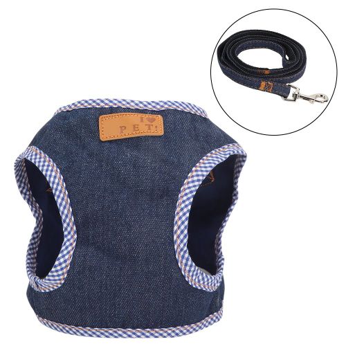 Hjlian Harnais Et Laisse En Maille Respirante Pour Petit Chien, Gilet Bleu Pour Chiot Et Chat (Bleu M)