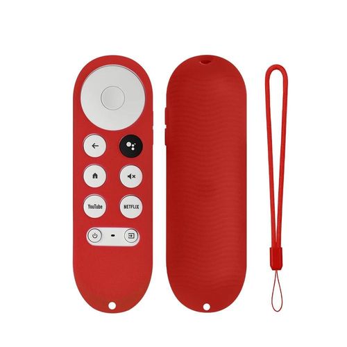 Coque en Silicone pour télécommande Google TV, étui de protection antichoc en Silicone pour télécommande vocale, brille dans la nuit-Non Glow Rouge