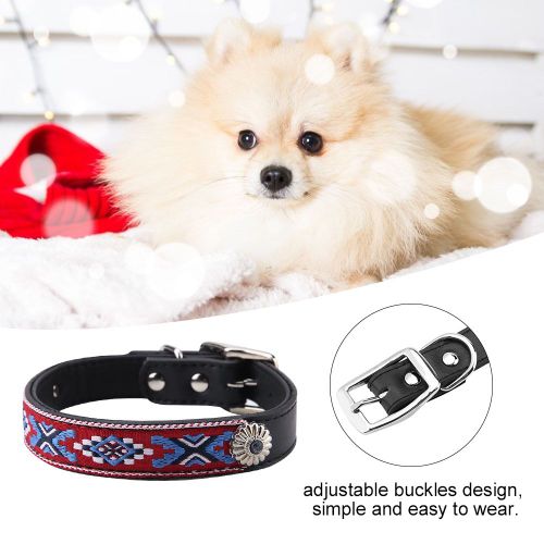 Hjlian Collier En Cuir Pu A Motif De Style National Pour Chiens De Grande Taille (2,5 X 50 Cm)