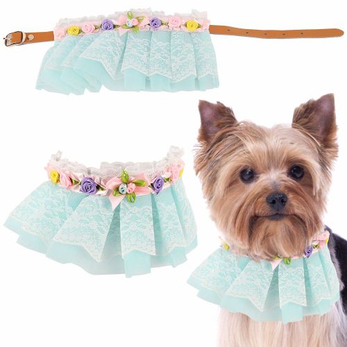 Hjlian Joli Foulard En Coton Doux Avec Decoration Florale En Dentelle Pour Chat Et Chien (S)