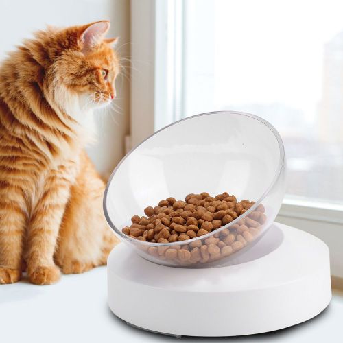 Hjlian Gamelle Transparente Reglable A 20° Pour Chat Avec Support Et Protection Du Cou