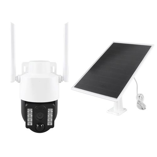 XYONG Camera de securite 4G 2MP, vision nocturne couleur, panneau solaire, etanche IP65, capteur PIR, version europeenne